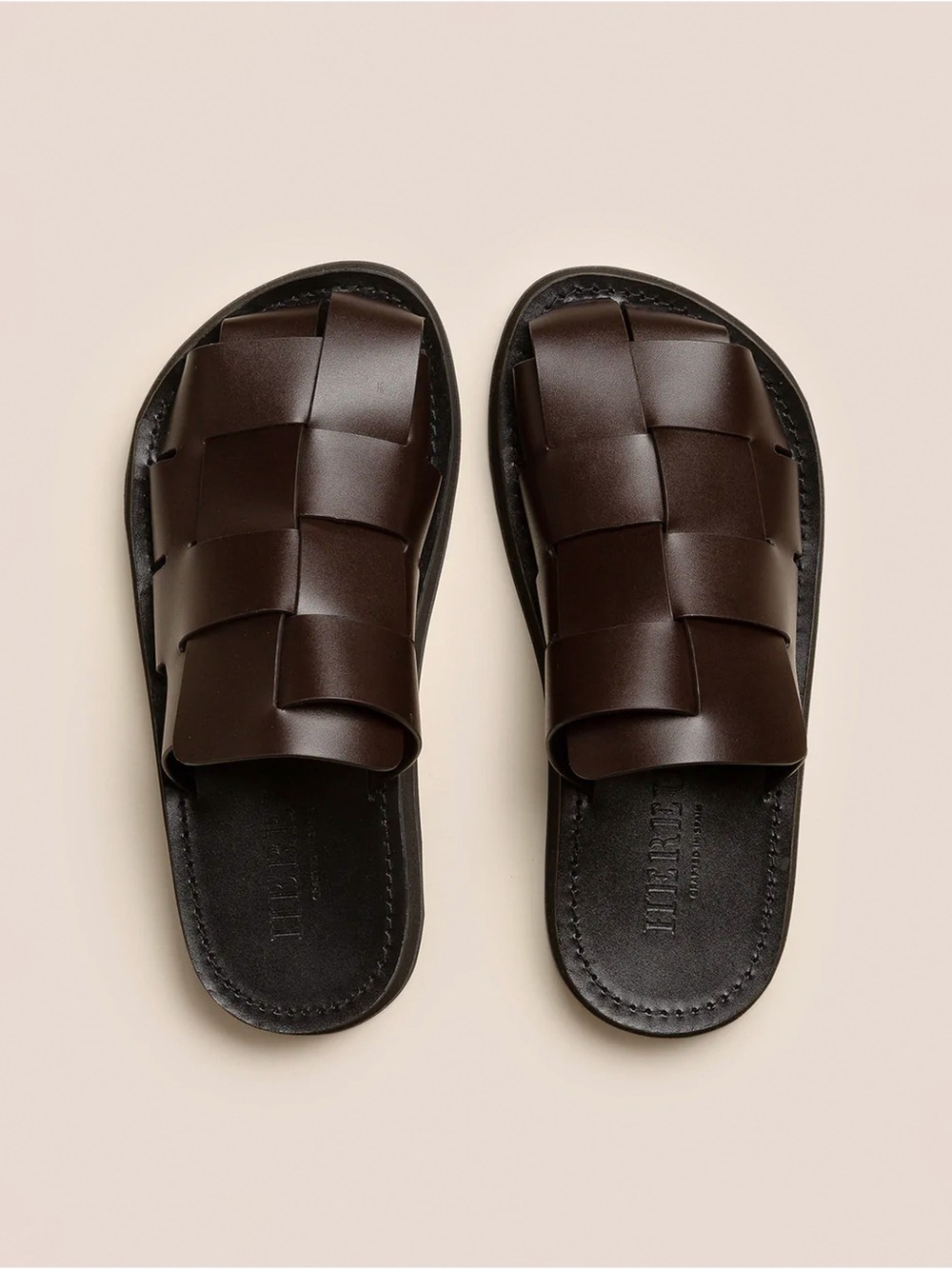 Hereu Dira Interwoven Slide Sandal in Dark Brown size 39